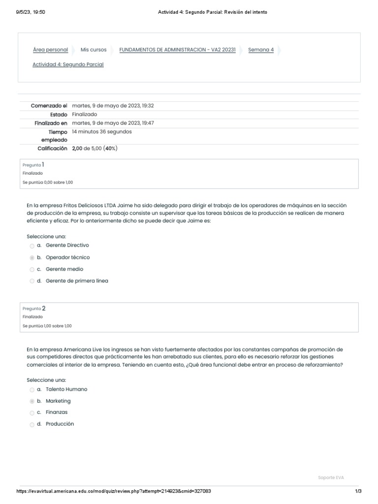 Actividad 4 - Segundo Parcial - Revisión Del Intento | PDF