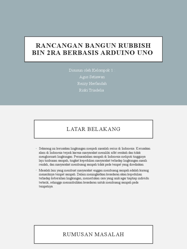 Rancangan Bangun Rubbish Bin 2ra Berbasis Arduino Uno | PDF