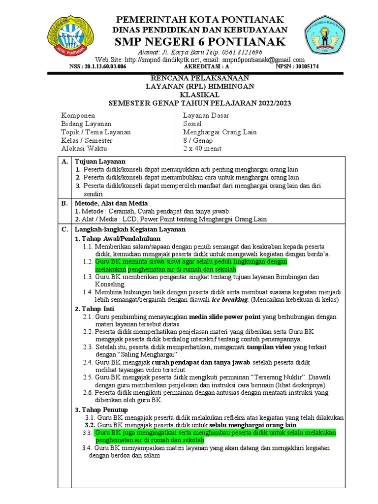 RPL Adiwiyata Kelas 7 | PDF