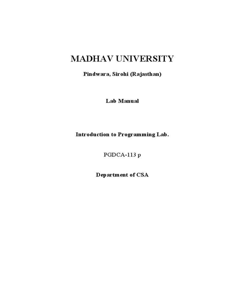 Programming Lab Guide | PDF | Teaching Methods & Materials | Computers