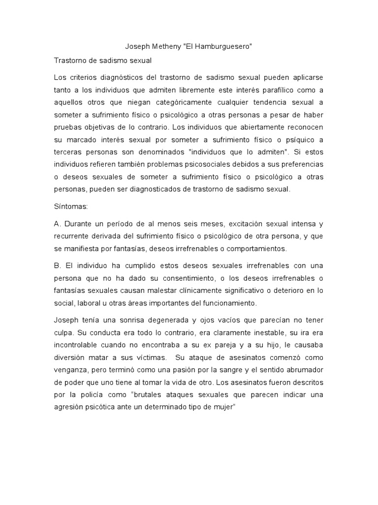 Joseph Metheny Trastorno | PDF