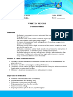 Evaluation of Plans - Written Report - Francheska G. Alviz