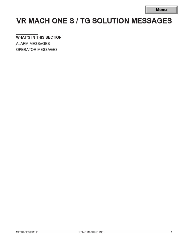 VR MACH ONE S Alarm Messages Guide | PDF | Relay | Switch