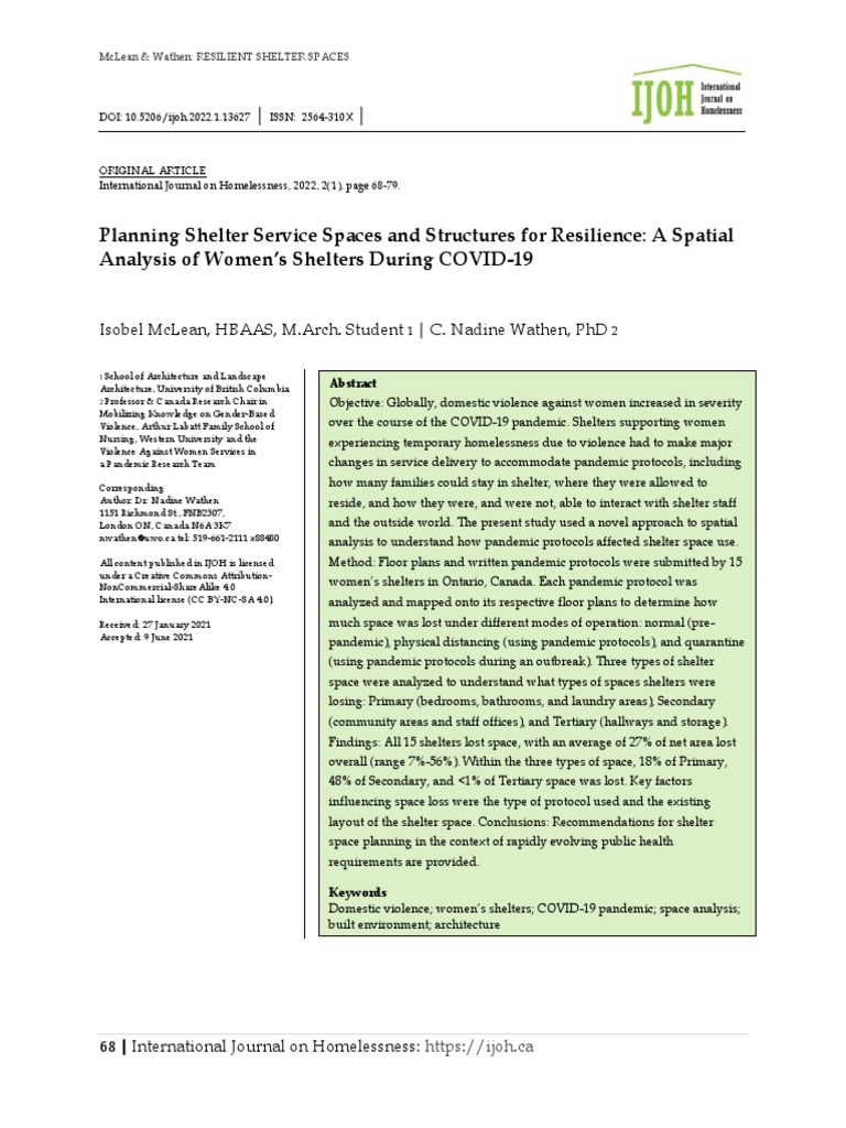 Planning Shelter Service Spaces and Structures For | PDF