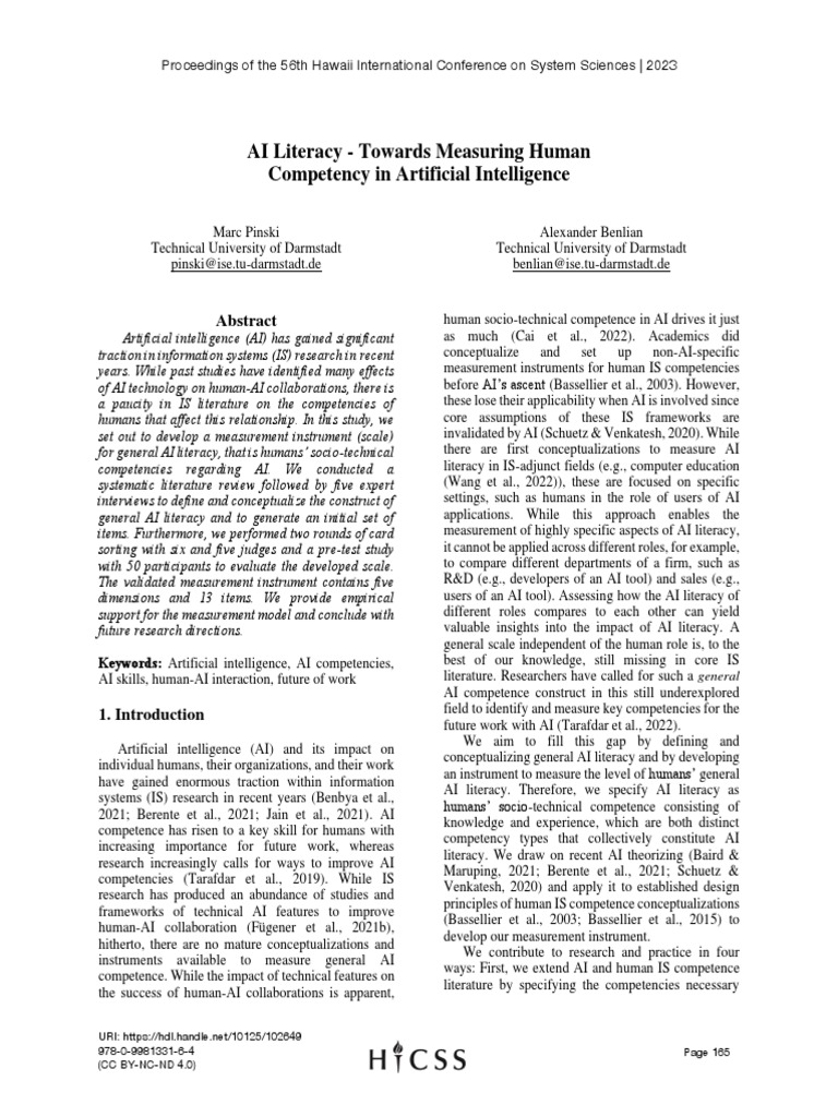 Measuring AI Literacy Competencies | PDF | Artificial Intelligence ...
