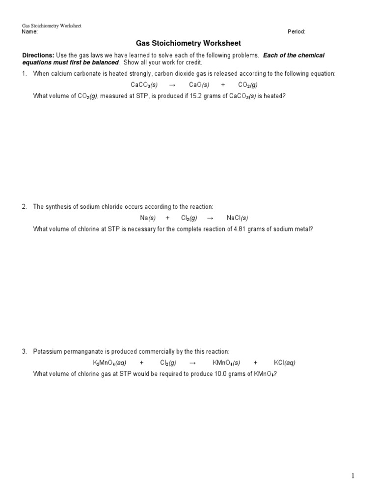 Gas Law Stoichiometry Worksheet Practice PDF Gas Law Stoichiometry Worksheet Practice PDF