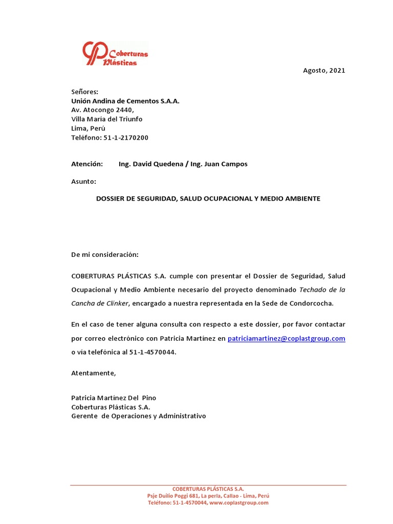 Dossier SSOMA - COPLAST | PDF | Las condiciones de trabajo | Seguridad ...
