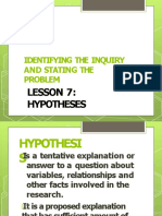 Lesson 7-Hypotheses