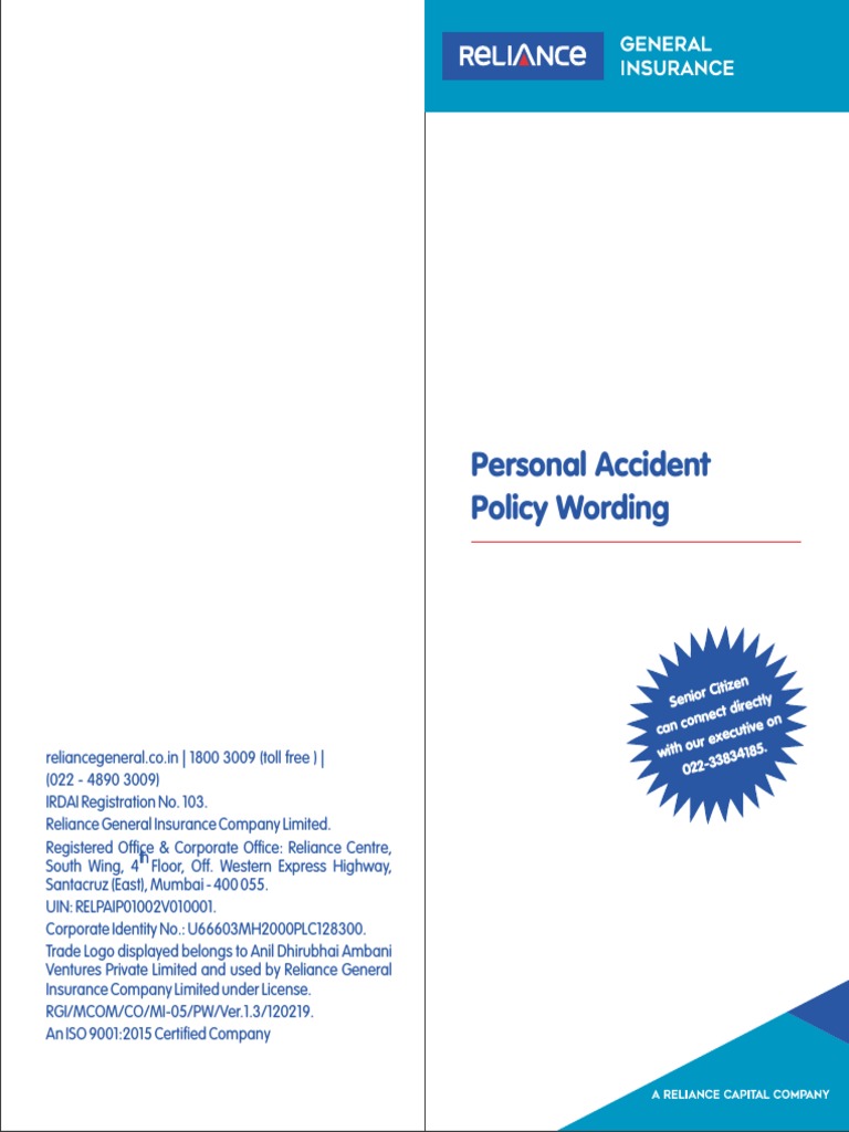 Personal Accident Policy Wording PDF