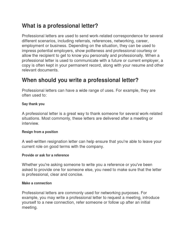 What Is A Professional Letter | PDF