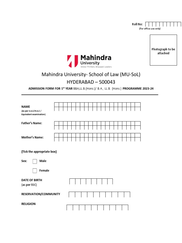MUSoLADMISSIONFORM20232024 PDF Identity Document