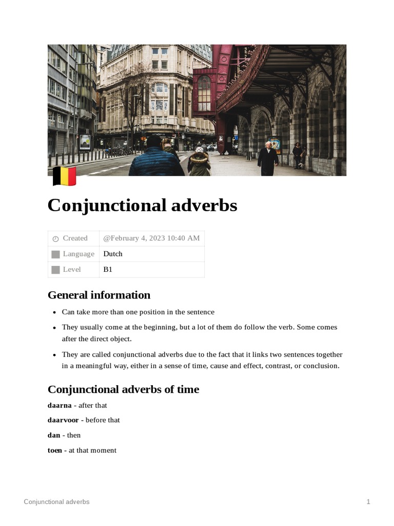 DUTCH Conjunctional Adverbs | PDF