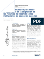 Modelo de Simulación para Medir El Desempeño en La Asignación de Los Recursos de Docencia en Las Instituciones de Educación Superior