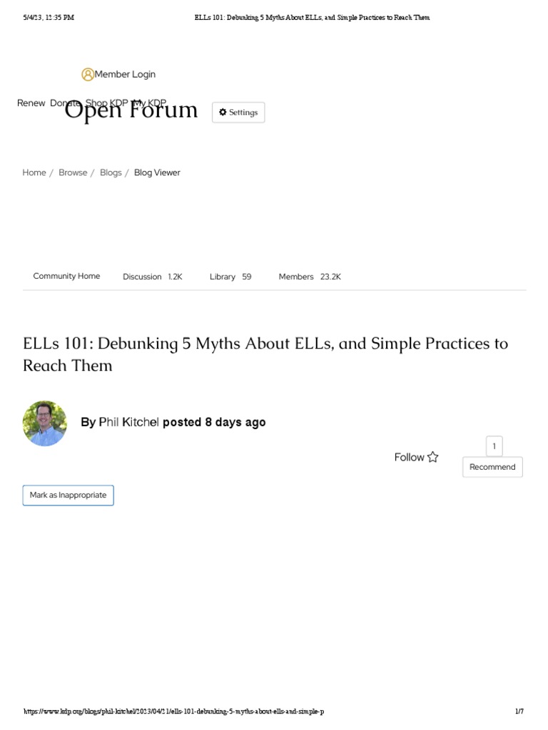 ELLs 101 - Debunking 5 Myths About ELLs, and Simple Practices To Reach