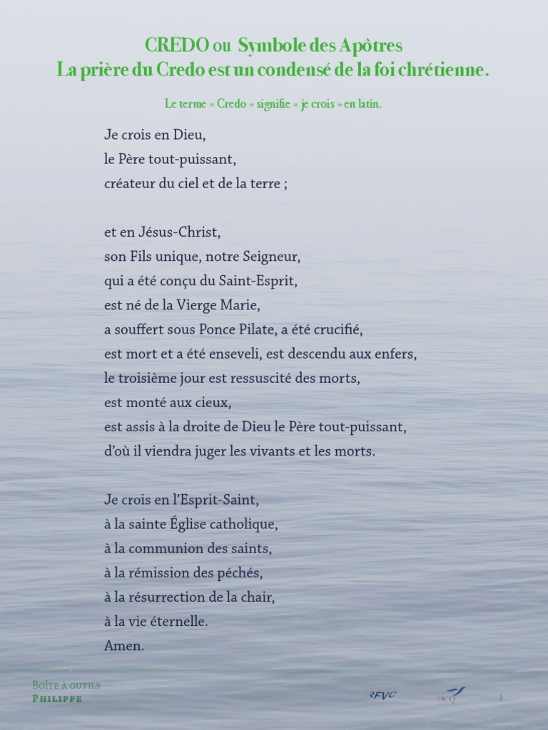 Credo : Symbole des Apôtres en PDF | PDF