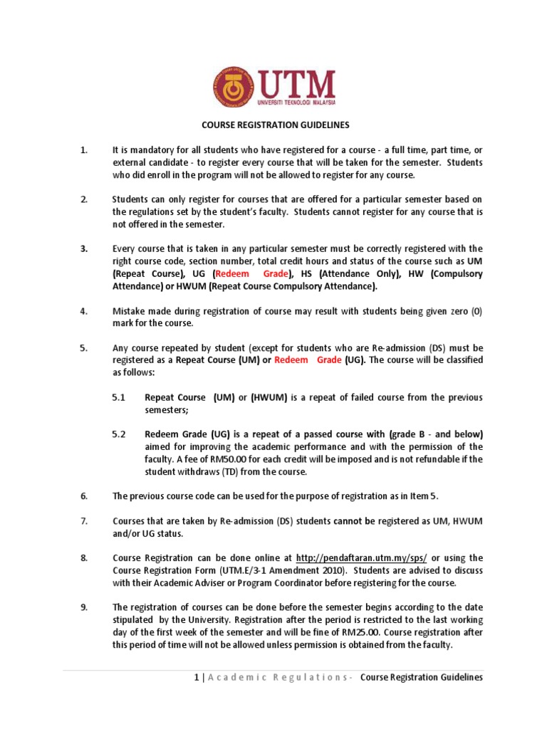 Course Registration Guidelines 1 | PDF