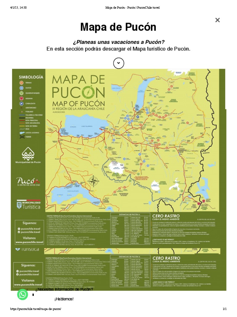 Mapa Turístico de Pucón y Alrededores | PDF