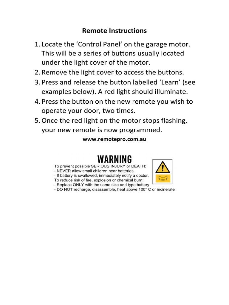 Connect Garage Remote to Garage PDF