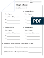 Calculate Simple Interest Worksheet