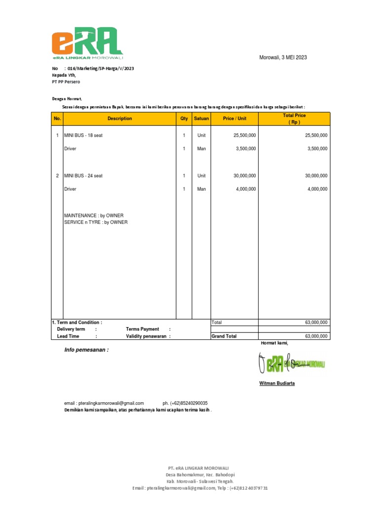 FORM Penawaran bus rental + driver PDF