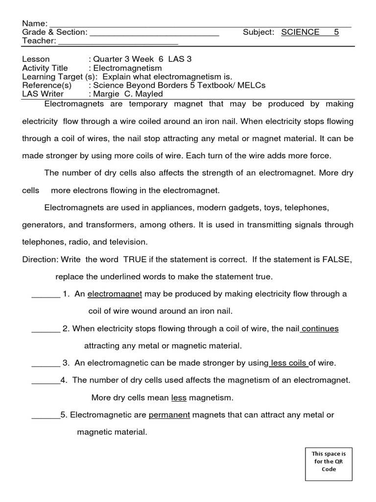 Science5 q3 Week6 Las3 | PDF