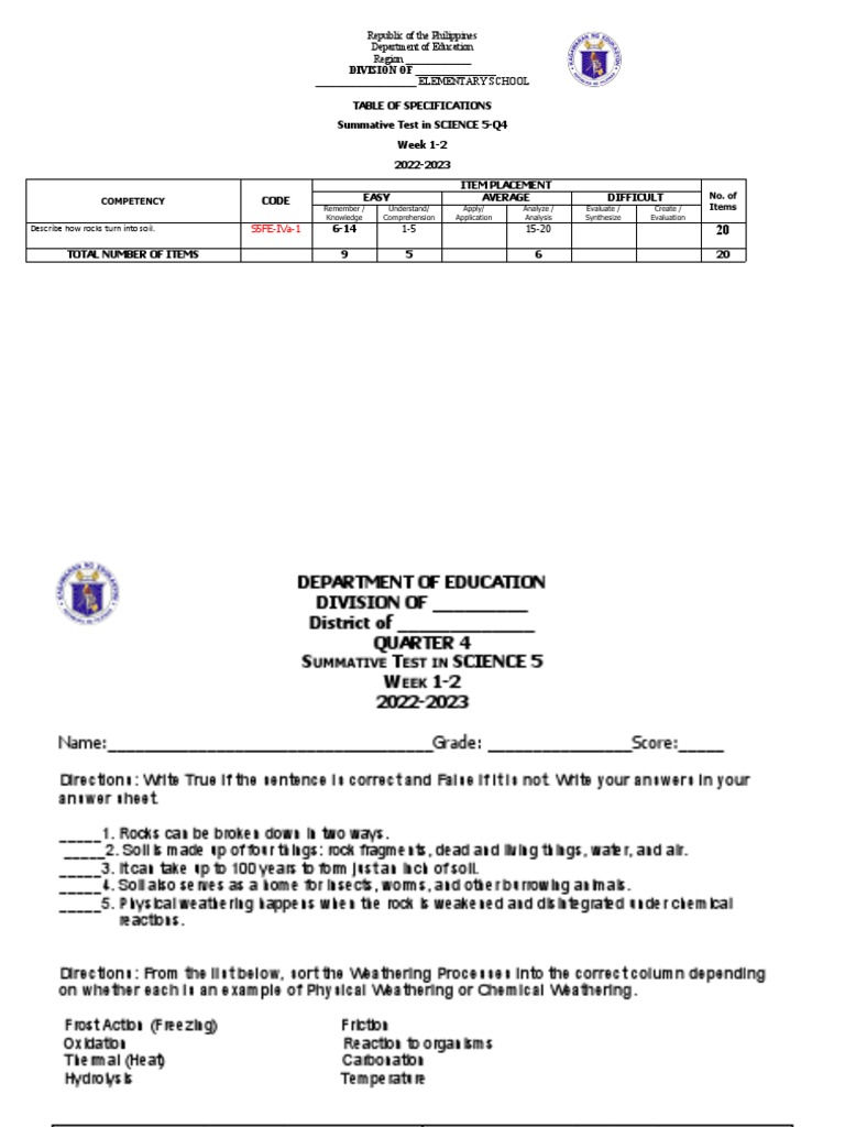 St1 Science 5 q4 | PDF