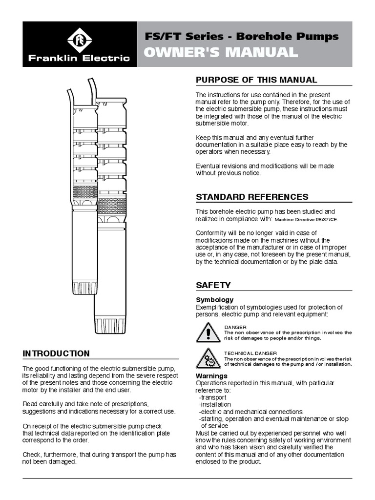 FS/FT Borehole Pump Owner's Manual | PDF