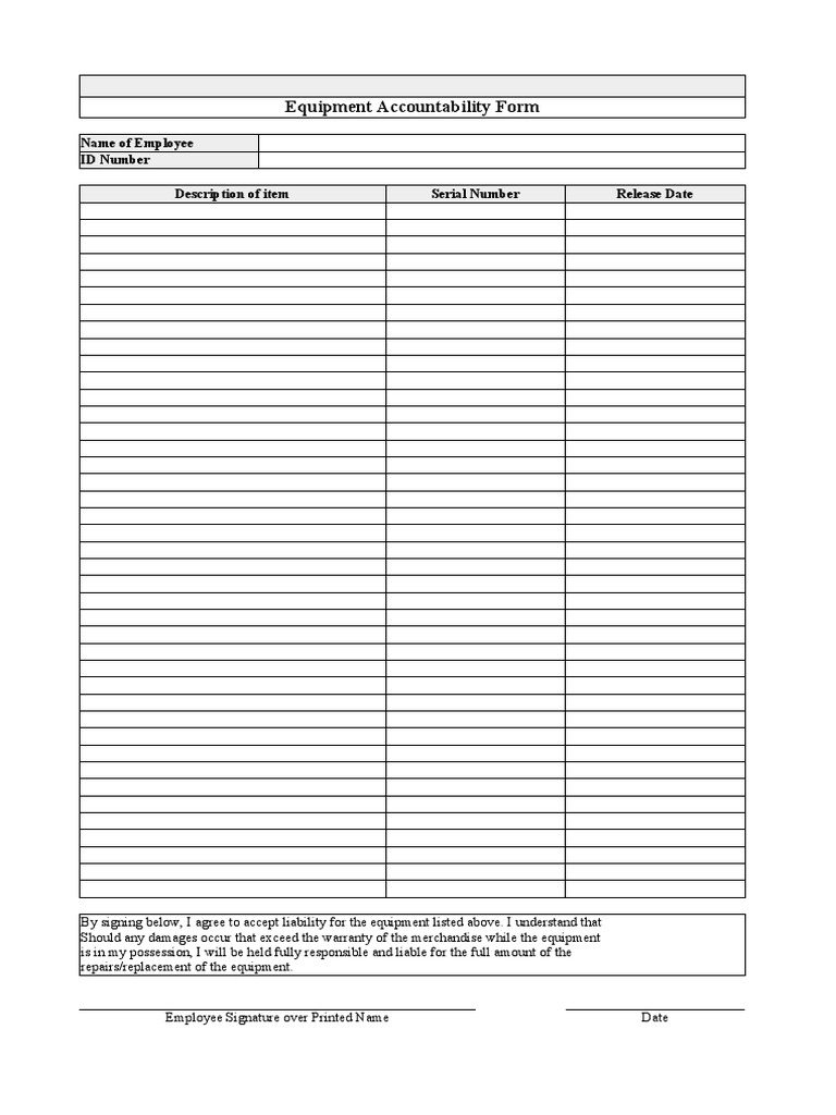 equipment accountability form2 | pdf | career & growth | finance
