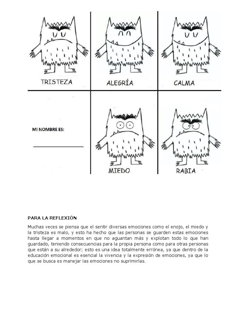 Manejo de Las Emociones - Actividad en Clases | PDF | Crecimiento ...