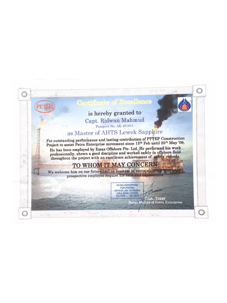 Certificate of Excellence PDF