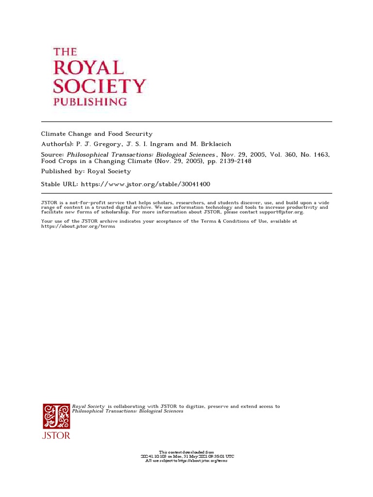 Climate Impact on Food Security | PDF | Food Security | Climate Change