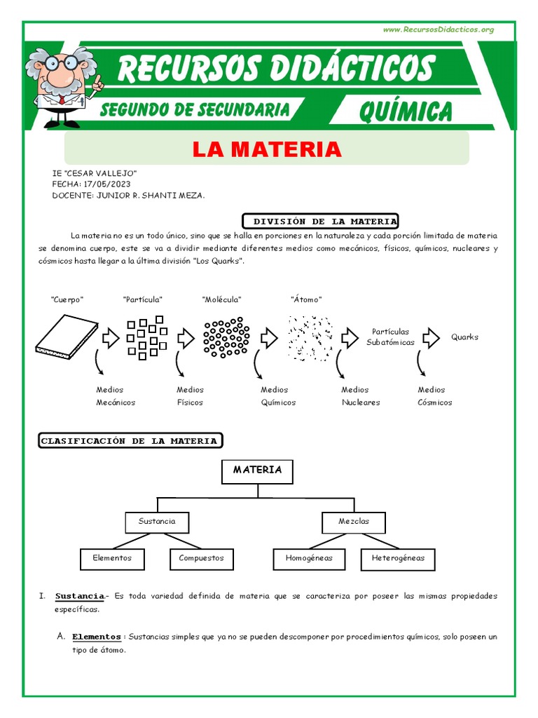 Definicion de La Materia para Segundo de Secundaria | PDF