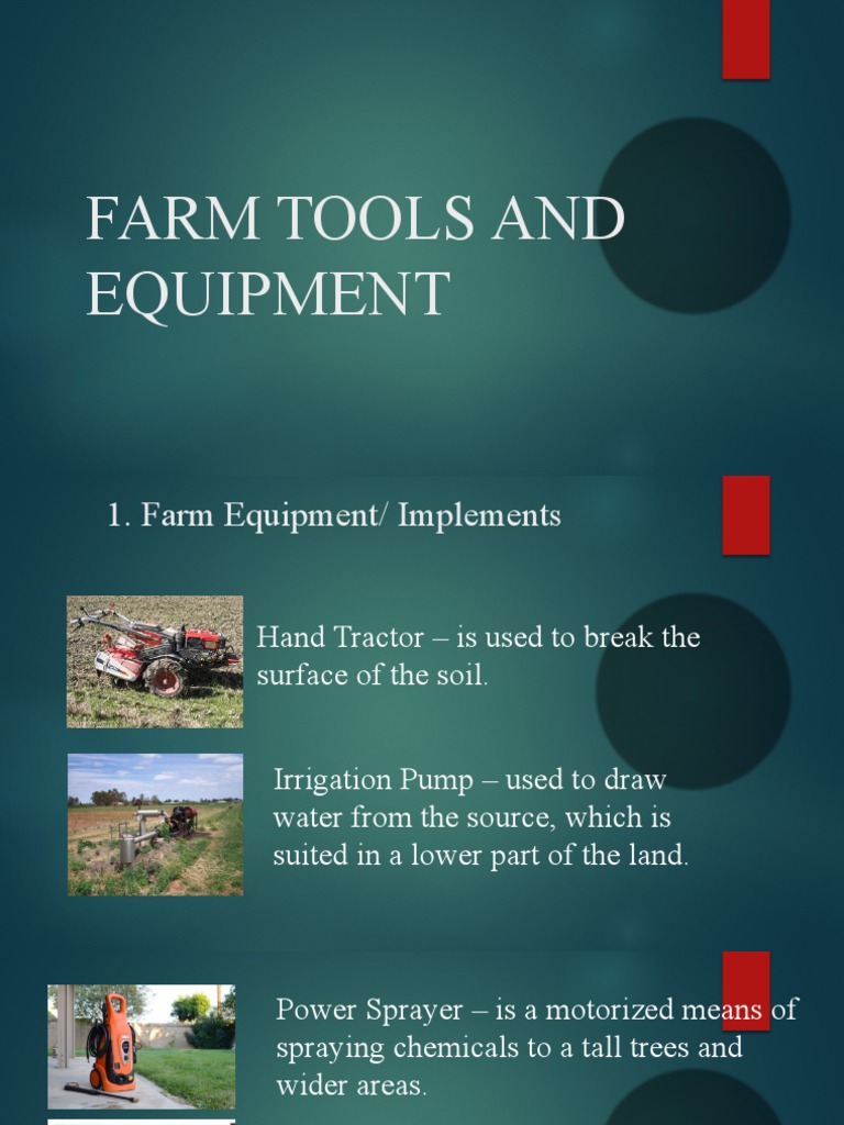 Essential Farm Tools and Equipment | PDF | Tillage | Agricultural Machinery