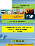 Materi - 41 - Sesi 1 KPU - Sistem Penyelenggaran, Pengawasan Dan Penyelesaian Sengketa Pemilihan Umum Tahun 2019