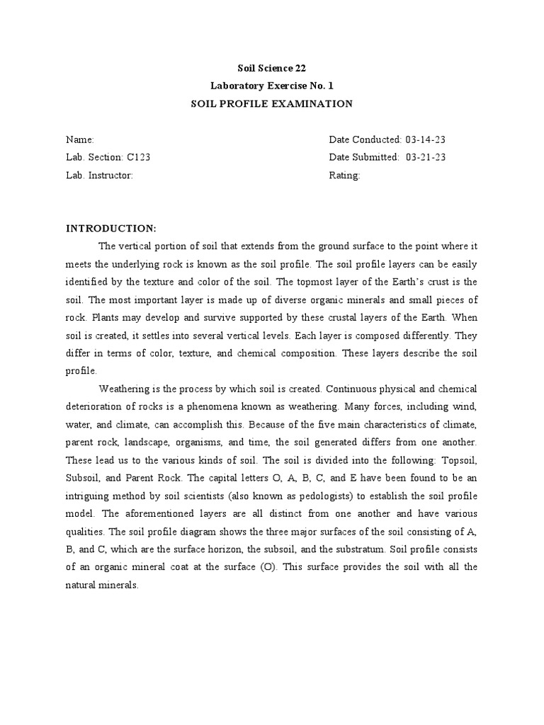 Soil Lab 1 Pdf Soil Rock Geology