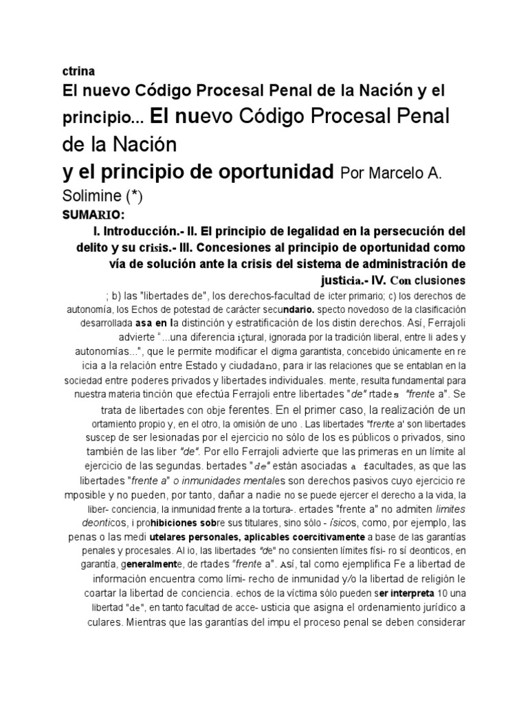 Principio de Oportunidad en el CPPN | PDF | Derecho penal | Fiscal