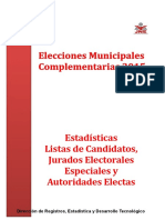 Estadísticas Listas de Candidatos, Jurados Electorales Especiales y Autoridades Electas
