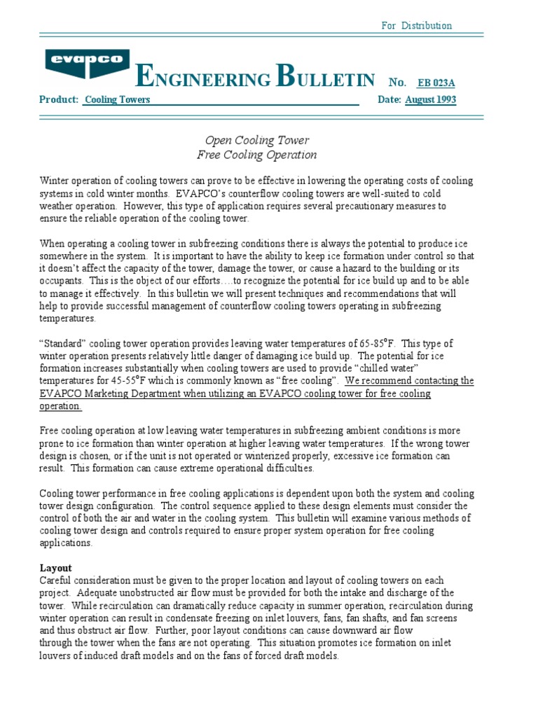 Winter Operation of Cooling Towers | PDF | Ice | Water