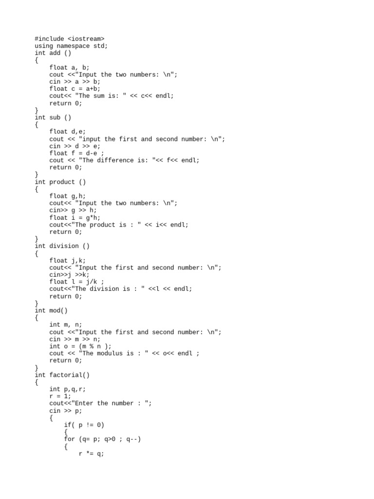 calculation on c++ | PDF
