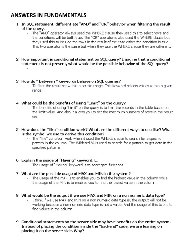 Answers in fundamentals download free pdf sql software development