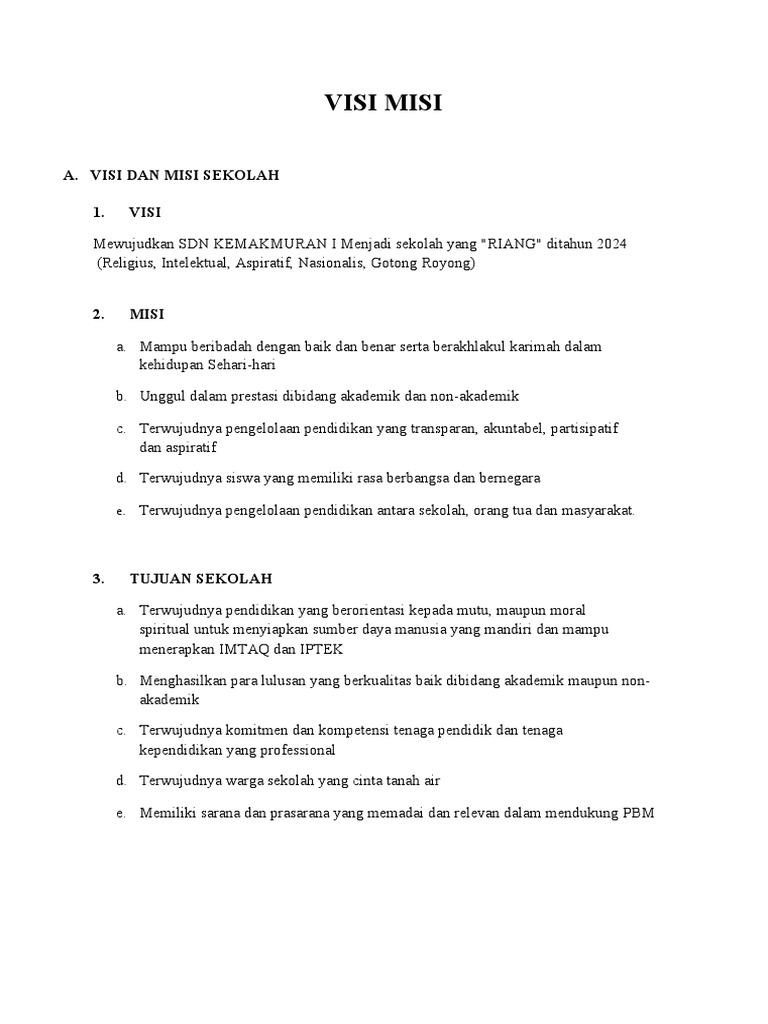 Visi Misi Sekolah PDF