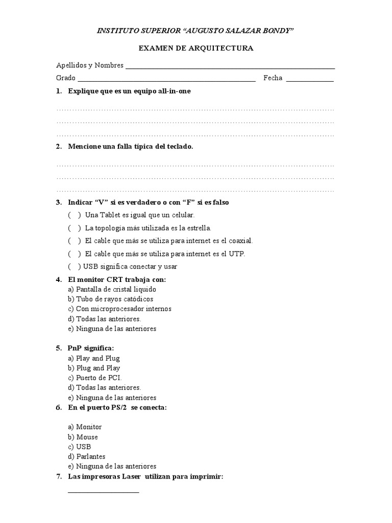 EXAMEN Teorico Soporte PDF