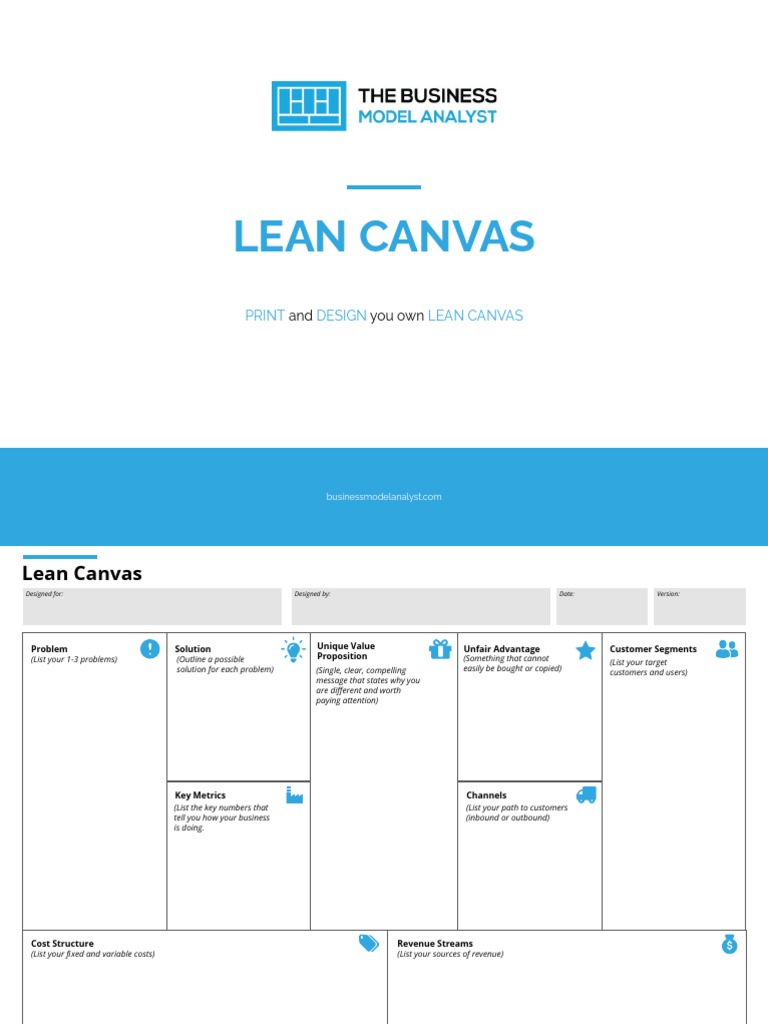 Developing a Lean Canvas to Define a Business Model PDF Business