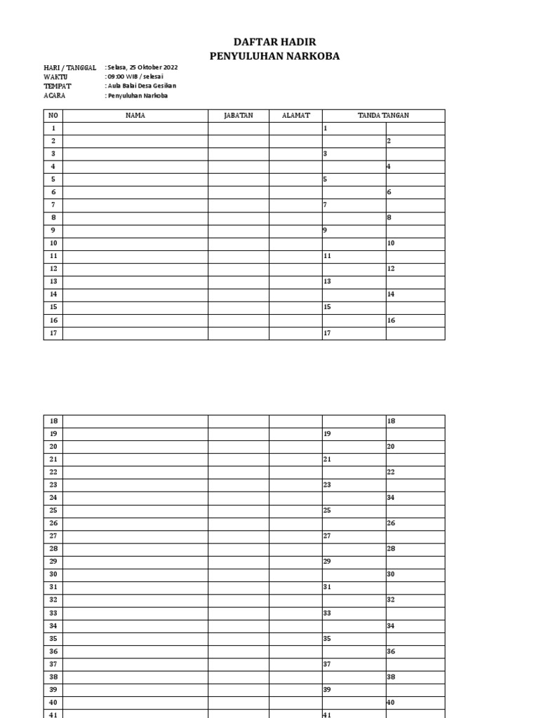 Daftar Hadir New | PDF