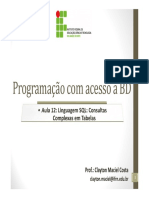 Aula 12 Linguagem SQL Consultas Complexas em Tabelas