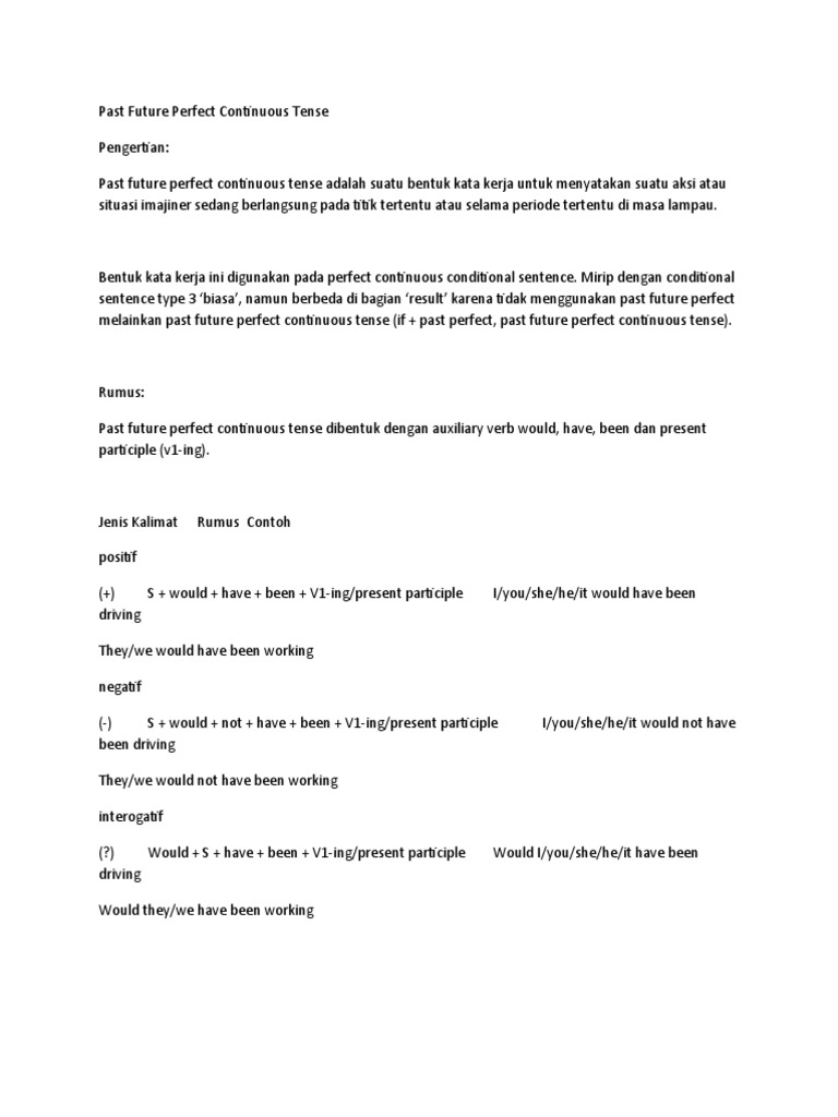 Past Future Perfect Continuous | PDF | Language Arts & Discipline
