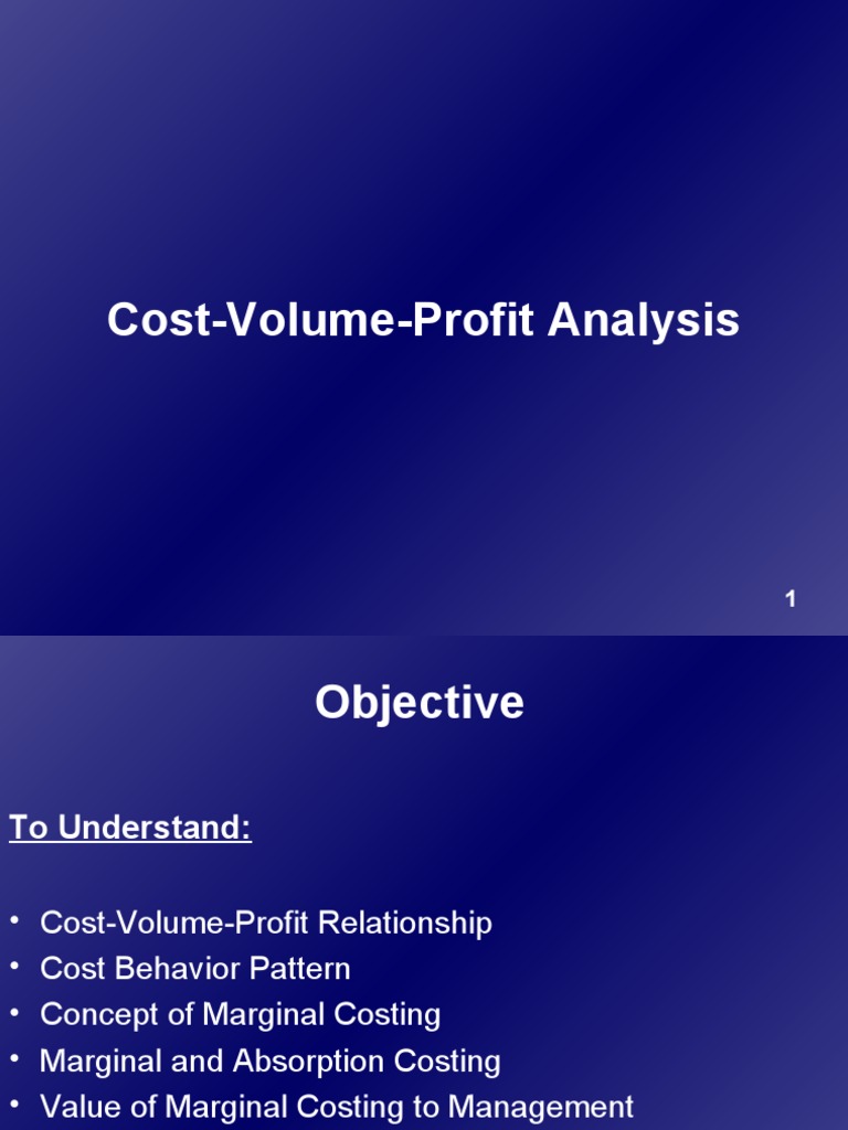 Cost Volume Profit Analysis PDF Financial Economics Economies