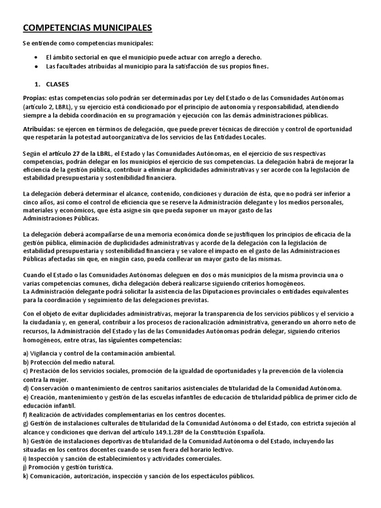 Competencias Municipales PDF Administración Pública Estado (política)