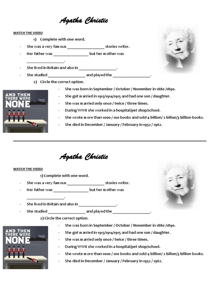 Agatha Christie S Presentation 2019 Pdf