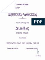 My Certificate of B2